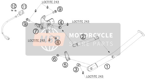 KTM 690 SUPERMOTO R Europe 2008 Côté / Béquille centrale pour un 2008 KTM 690 SUPERMOTO R Europe