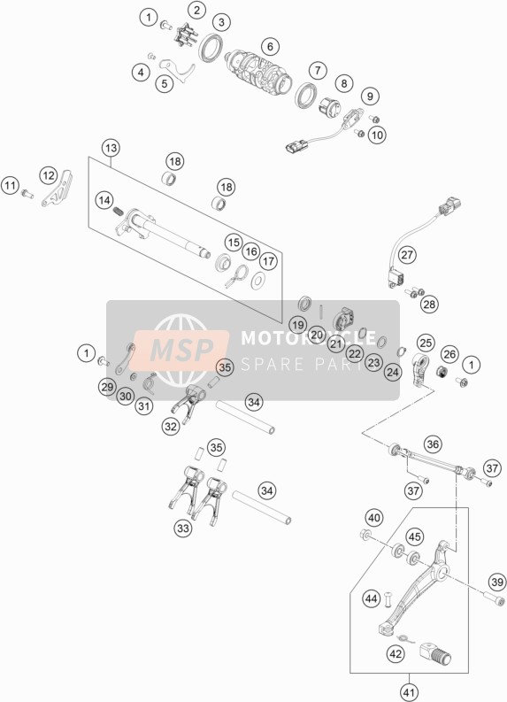 KTM 790 Adventure, orange USA 2019 Shifting Mechanism for a 2019 KTM 790 Adventure, orange USA