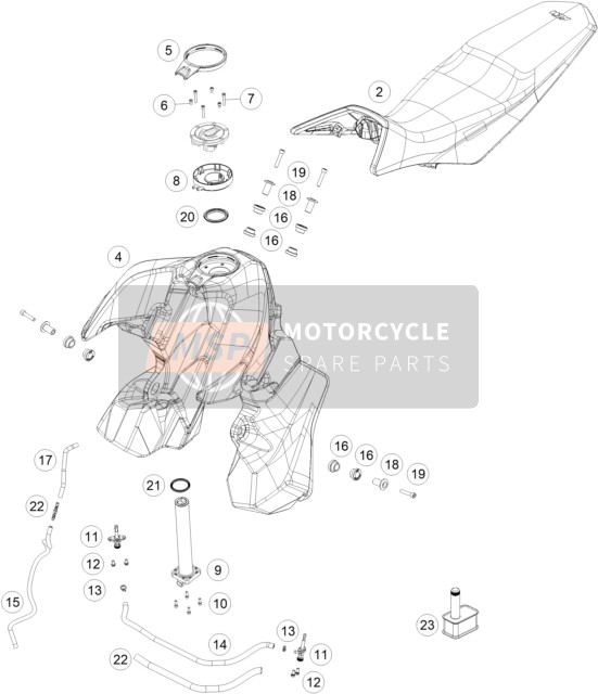 KTM 790 Adventure R USA 2019 Tank, Seat for a 2019 KTM 790 Adventure R USA