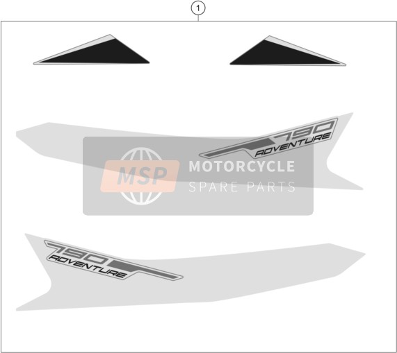 KTM 790 Adventure, white Europe 2019 Decal for a 2019 KTM 790 Adventure, white Europe