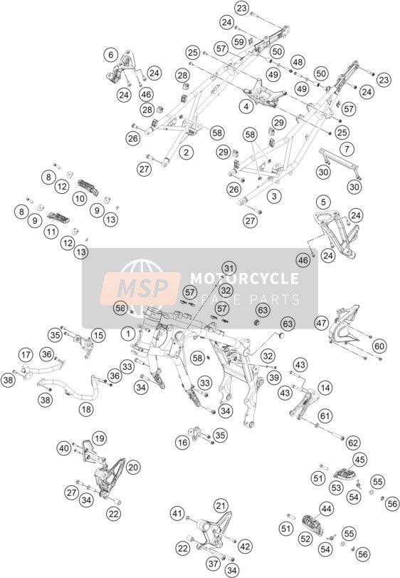 KTM 790 Adventure, white Europe 2019 Frame for a 2019 KTM 790 Adventure, white Europe