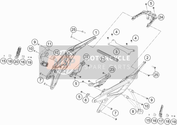 KTM 790 Duke L Europe 2018 Subframe voor een 2018 KTM 790 Duke L Europe