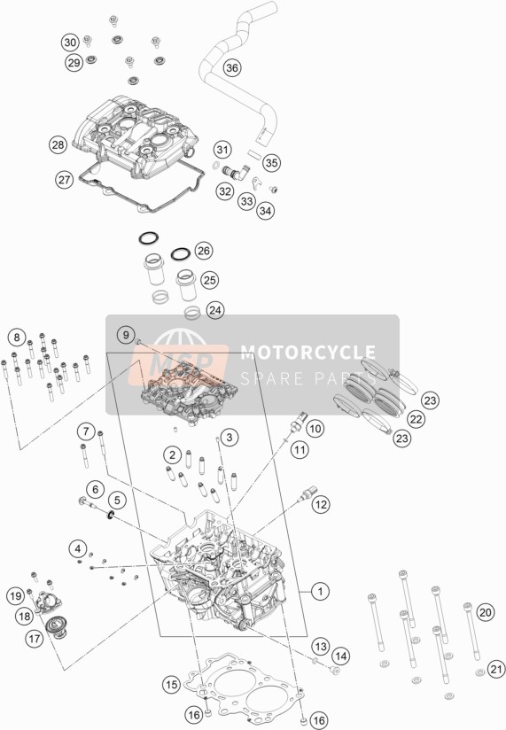 KTM 790 Duke L, black Europe 2019 Cylinder Head for a 2019 KTM 790 Duke L, black Europe