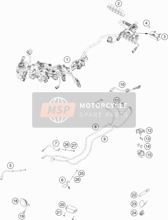 KTM 790 Duke L, orange Europe 2019 Wiring Harness for a 2019 KTM 790 Duke L, orange Europe