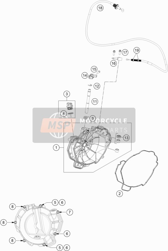 KTM 790 Duke orange Europe 2019 Tapa del embrague para un 2019 KTM 790 Duke orange Europe