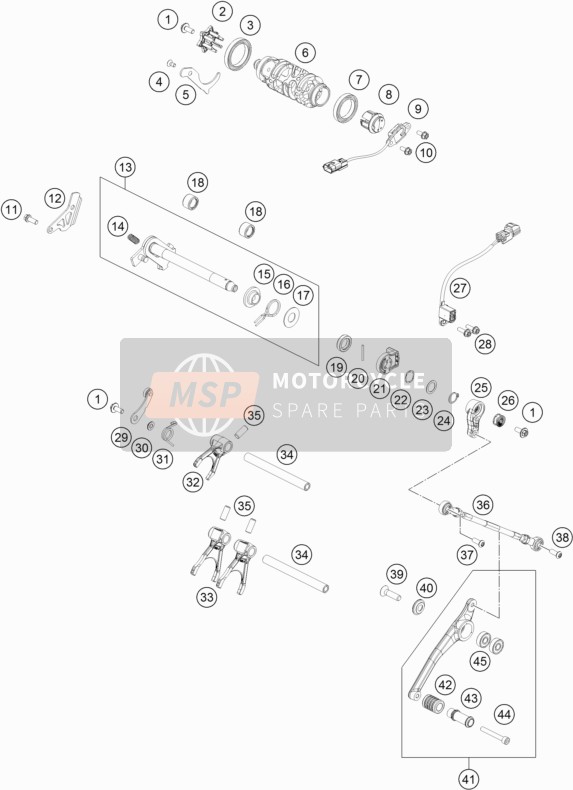 KTM 790 Duke orange China 2019 Shifting Mechanism for a 2019 KTM 790 Duke orange China