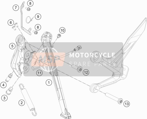 KTM 790 Duke orange USA 2019 SEITENSTÄNDER/STÄNDER MITTE für ein 2019 KTM 790 Duke orange USA