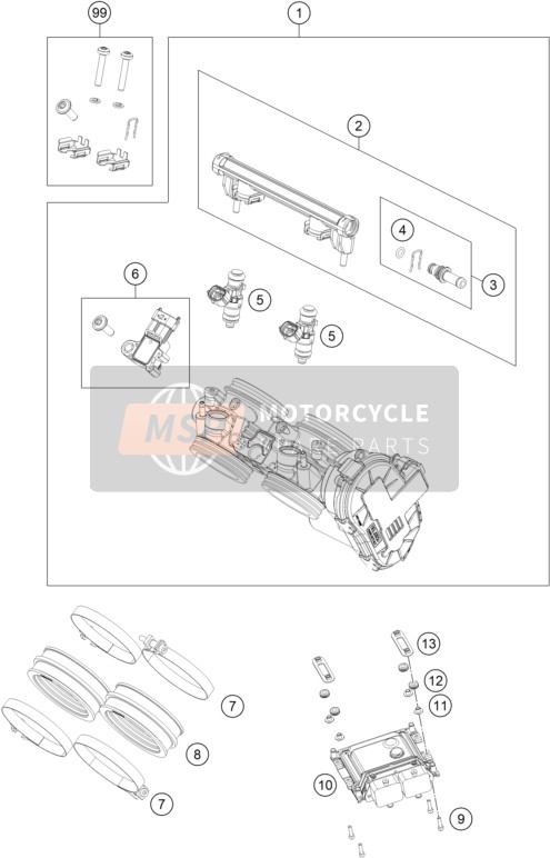 KTM 790 Duke orange China 2019 Throttle Body for a 2019 KTM 790 Duke orange China