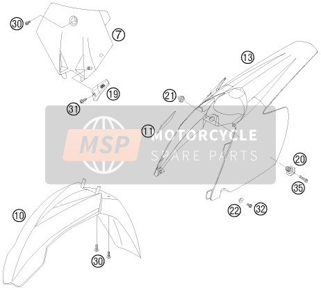 KTM 85 XC USA 2008 ABDECKUNG, KOTFLÜGEL für ein 2008 KTM 85 XC USA