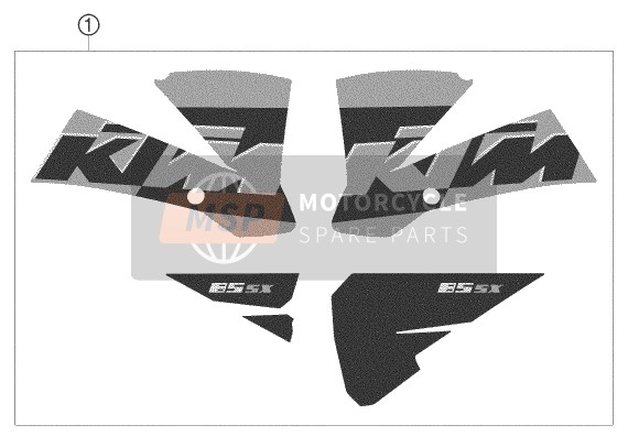 KTM 85 SX 17/14 Europe 2005 Decal for a 2005 KTM 85 SX 17/14 Europe