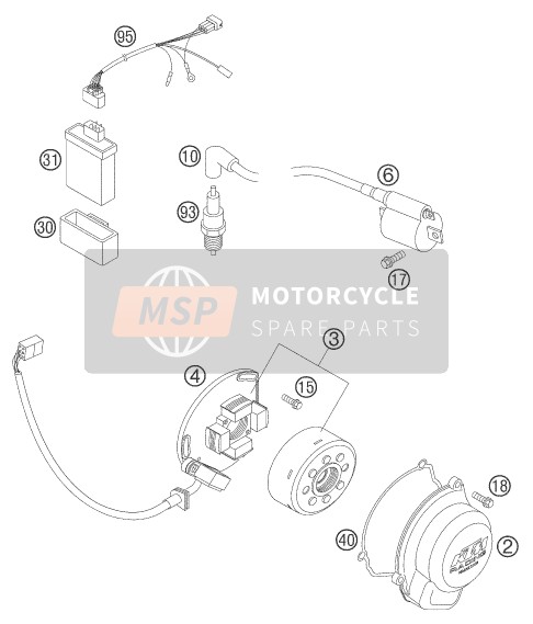 KTM 85 SX 17/14 Europe 2005 Ignition System for a 2005 KTM 85 SX 17/14 Europe