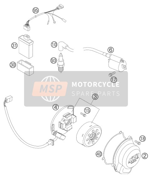 KTM 85 SX 17/14 Europe 2006 Sistema de encendido para un 2006 KTM 85 SX 17/14 Europe