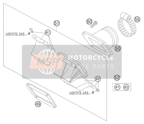 KTM 85 SX 17/14 Europe 2006 Cassa valvola lamellare per un 2006 KTM 85 SX 17/14 Europe