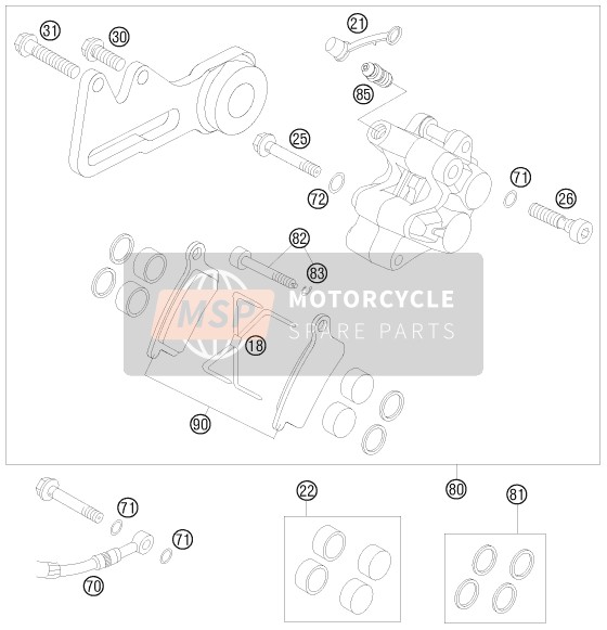 KTM 85 SX 17/14 Europe 2008 Rear Brake Caliper for a 2008 KTM 85 SX 17/14 Europe