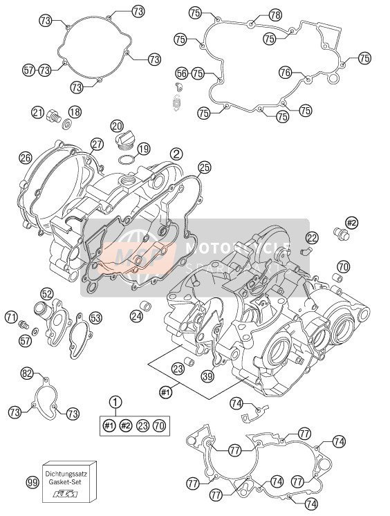 KTM 85 SX 17/14 Europe 2012 Caja del motor para un 2012 KTM 85 SX 17/14 Europe