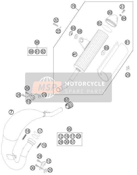 KTM 85 SX 17/14 Europe 2012 Sistema de escape para un 2012 KTM 85 SX 17/14 Europe