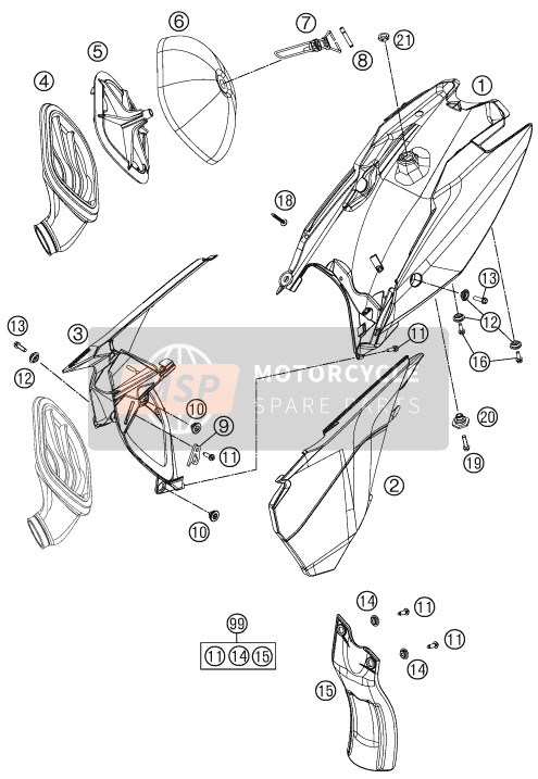 47106010010, Splash Protector Kit 85 Sx, KTM, 0