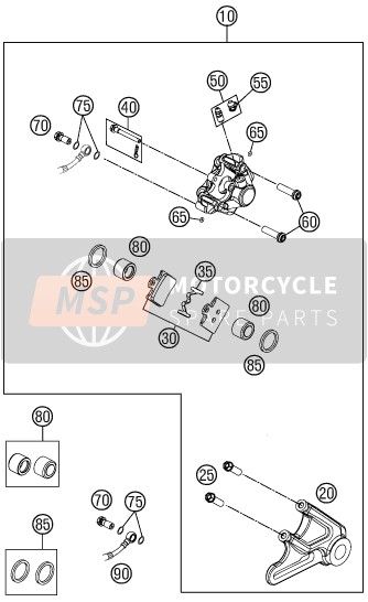 KTM 85 SX 17/14 Europe 2014 Étrier de frein arrière pour un 2014 KTM 85 SX 17/14 Europe