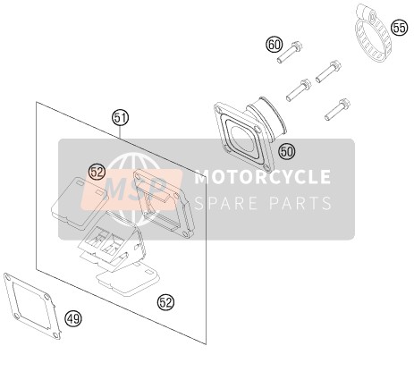 KTM 85 SX 17/14 Europe 2014 Caja de válvula de láminas para un 2014 KTM 85 SX 17/14 Europe