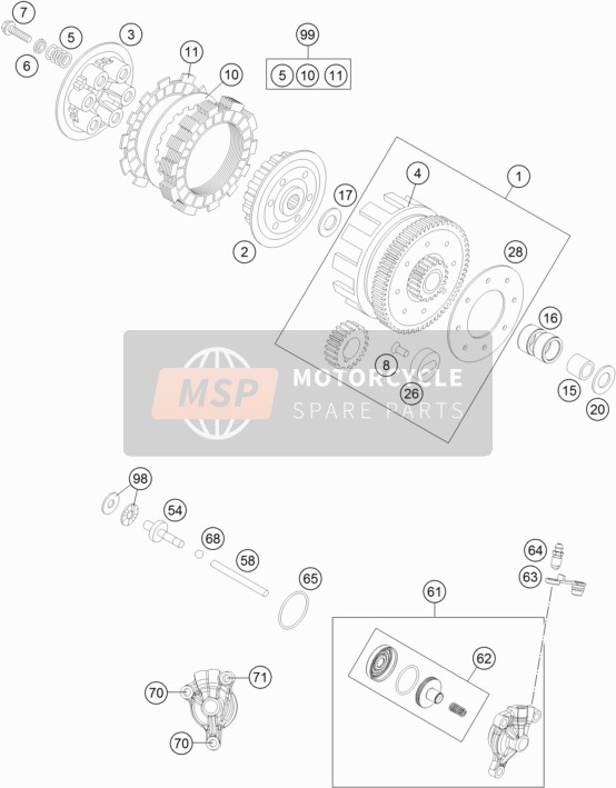 KTM 85 SX 17/14 Europe 2015 Clutch for a 2015 KTM 85 SX 17/14 Europe