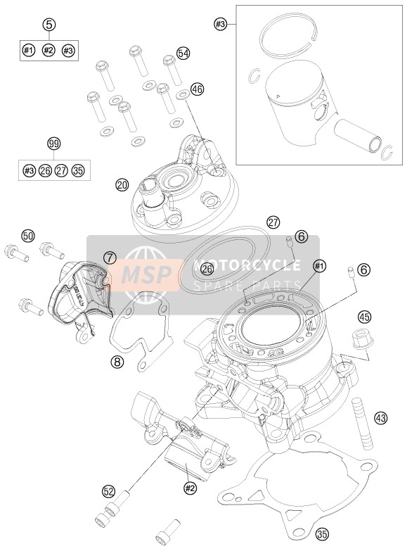 KTM 85 SX 17/14 Europe 2015 Cilinder voor een 2015 KTM 85 SX 17/14 Europe