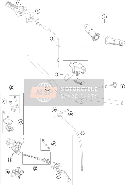 KTM 85 SX 17/14 Europe 2015 Handlebar, Controls for a 2015 KTM 85 SX 17/14 Europe