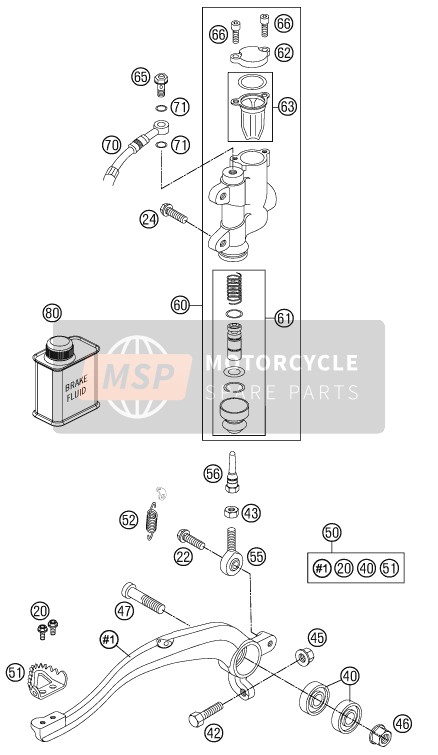 KTM 85 SX 17/14 Europe 2015 Controllo freno posteriore per un 2015 KTM 85 SX 17/14 Europe