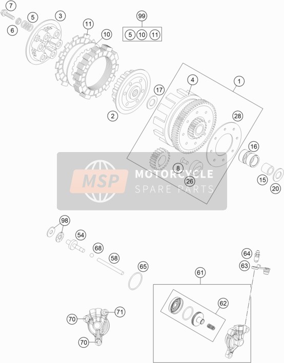 KTM 85 SX 17/14 Europe 2016 Koppeling voor een 2016 KTM 85 SX 17/14 Europe