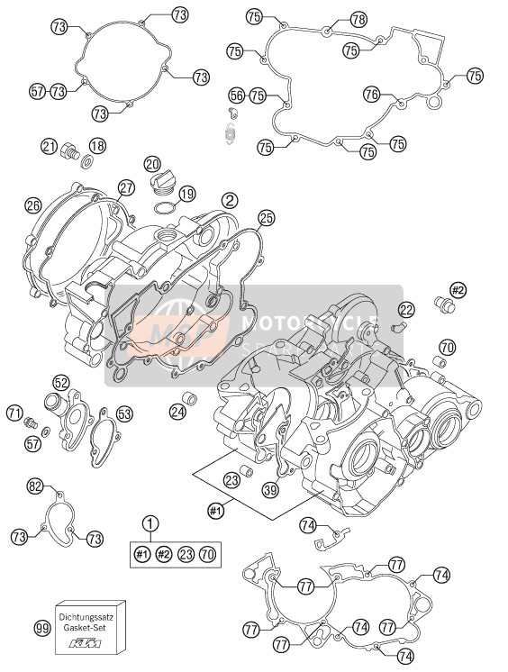 KTM 85 SX 17/14 Europe 2016 Caja del motor para un 2016 KTM 85 SX 17/14 Europe