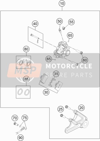 KTM 85 SX 17/14 Europe 2016 Étrier de frein arrière pour un 2016 KTM 85 SX 17/14 Europe
