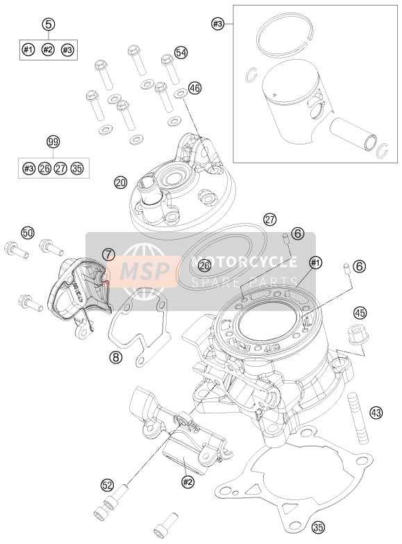 KTM 85 SX 17/14 Europe 2017 Cylindre pour un 2017 KTM 85 SX 17/14 Europe