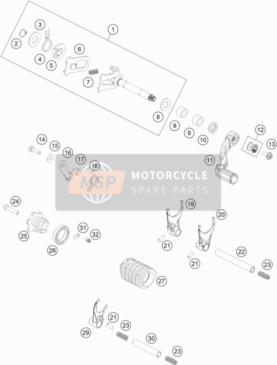 KTM 85 SX 17/14 Europe 2018 Mécanisme de changement de vitesse pour un 2018 KTM 85 SX 17/14 Europe