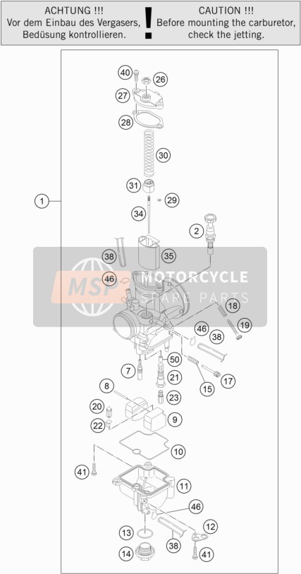 KTM 85 SX 17/14 Europe 2019 Carburateur voor een 2019 KTM 85 SX 17/14 Europe