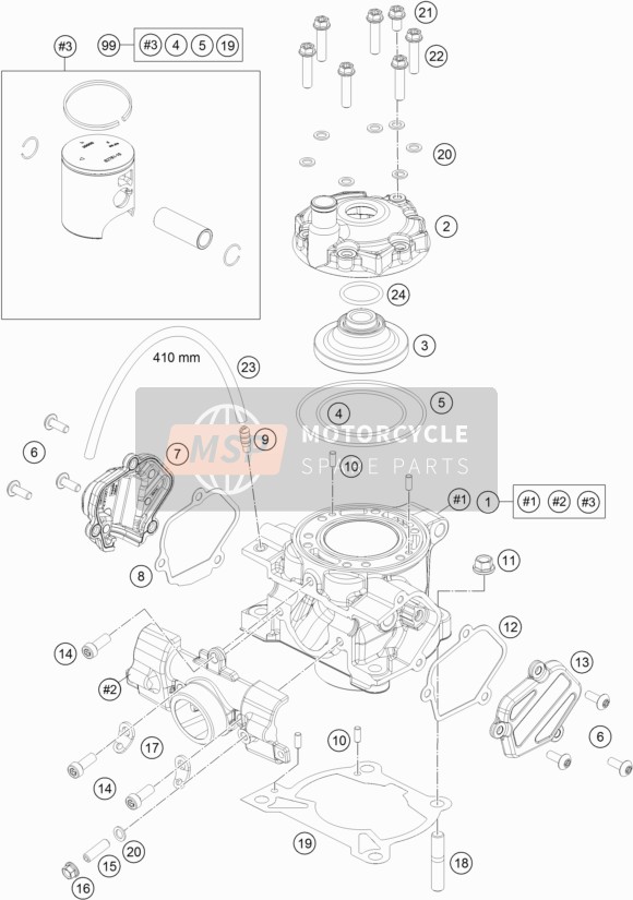KTM 85 SX 17/14 Europe 2019 Cilinder voor een 2019 KTM 85 SX 17/14 Europe