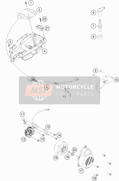 KTM 85 SX 17/14 Europe 2019 Ontbrandingssysteem voor een 2019 KTM 85 SX 17/14 Europe