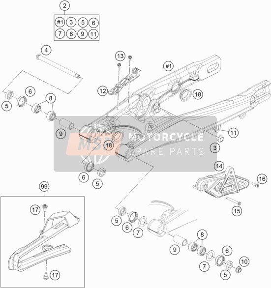 KTM 85 SX 17/14 Europe 2019 Swing Arm for a 2019 KTM 85 SX 17/14 Europe