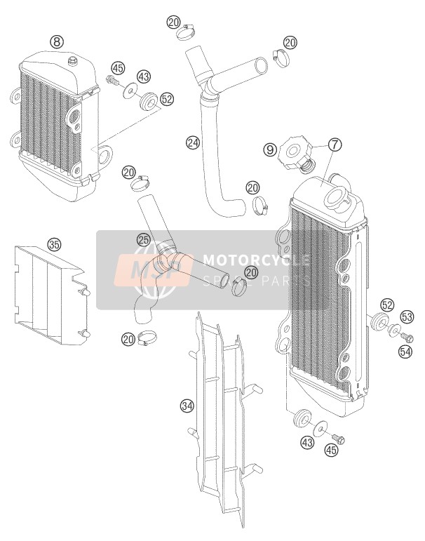 KTM 85 SX 19/16 Europe 2005 Kühlmittelsystem für ein 2005 KTM 85 SX 19/16 Europe