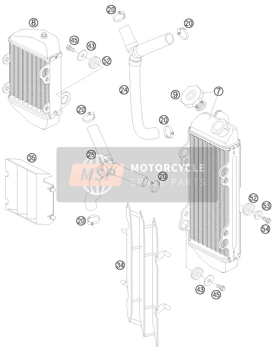 KTM 85 SX 19/16 Europe 2011 Système de refroidissement pour un 2011 KTM 85 SX 19/16 Europe