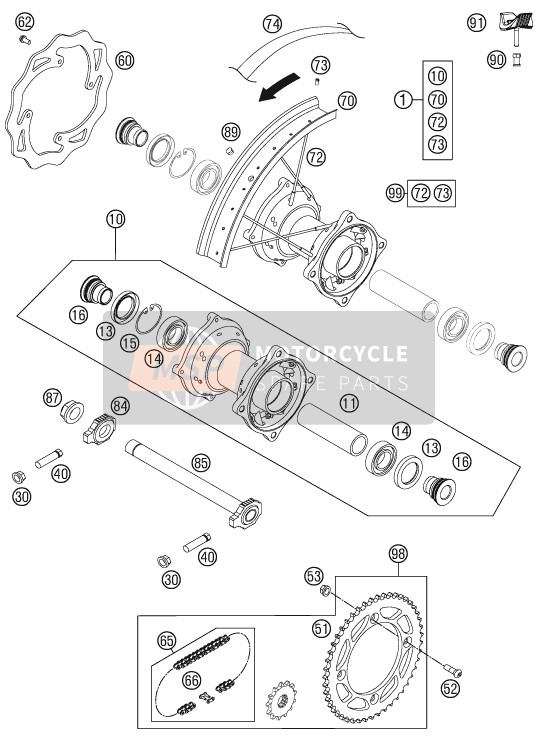 KTM 85 SX 19/16 Europe 2012 Roue arrière pour un 2012 KTM 85 SX 19/16 Europe