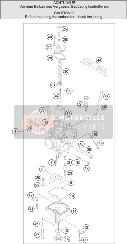 KTM 85 SX 19/16 Europe 2015 Carburateur pour un 2015 KTM 85 SX 19/16 Europe