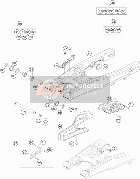 KTM 85 SX 19/16 Europe 2015 Schwinge für ein 2015 KTM 85 SX 19/16 Europe