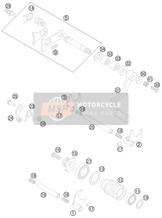 KTM 85 SX 19/16 Europe 2017 Mécanisme de changement de vitesse pour un 2017 KTM 85 SX 19/16 Europe