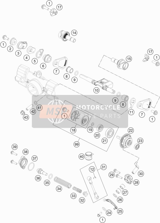 KTM 85 SX 19/16  2019 Controllo dello scarico per un 2019 KTM 85 SX 19/16 