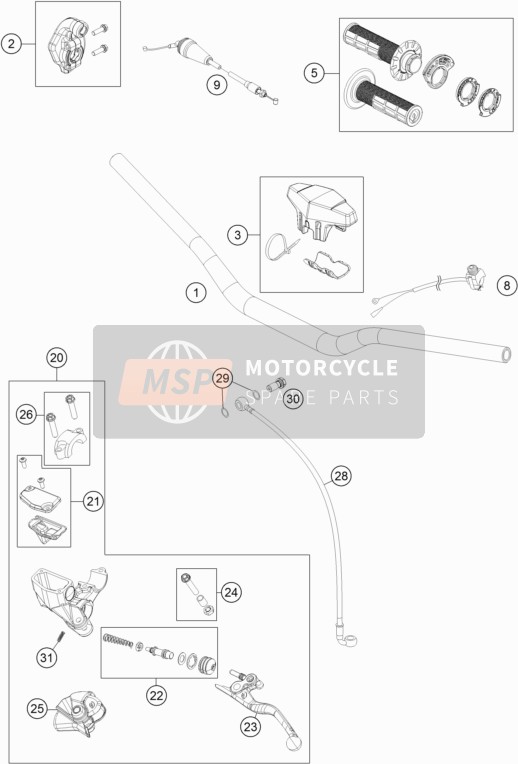KTM 85 SX 19/16  2019 Handlebar, Controls for a 2019 KTM 85 SX 19/16 