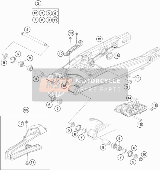 KTM 85 SX 19/16 Europe 2020 Bras oscillant pour un 2020 KTM 85 SX 19/16 Europe