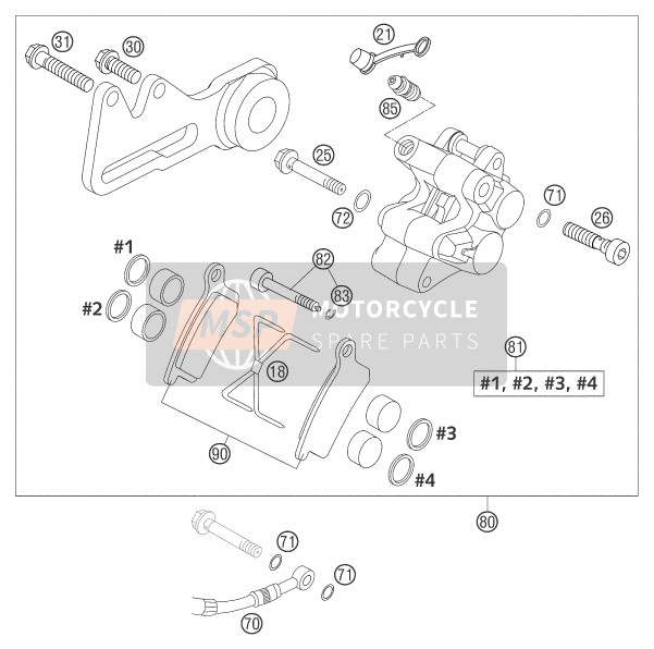 KTM 85 SX Europe 2003 Étrier de frein arrière pour un 2003 KTM 85 SX Europe