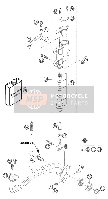 KTM 85 SX Europe 2003 STEUERUNG BREMSE HINTEN für ein 2003 KTM 85 SX Europe