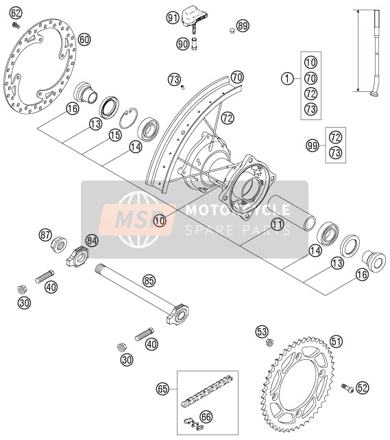 KTM 85 SX Europe 2003 Ruota posteriore per un 2003 KTM 85 SX Europe