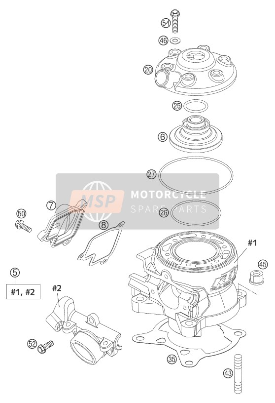 KTM 85 SX Europe (2) 2004 Cylindre, Culasse pour un 2004 KTM 85 SX Europe (2)