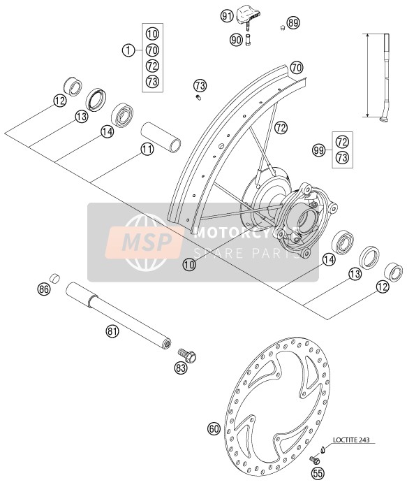 KTM 85 SX Europe (2) 2004 Front Wheel for a 2004 KTM 85 SX Europe (2)